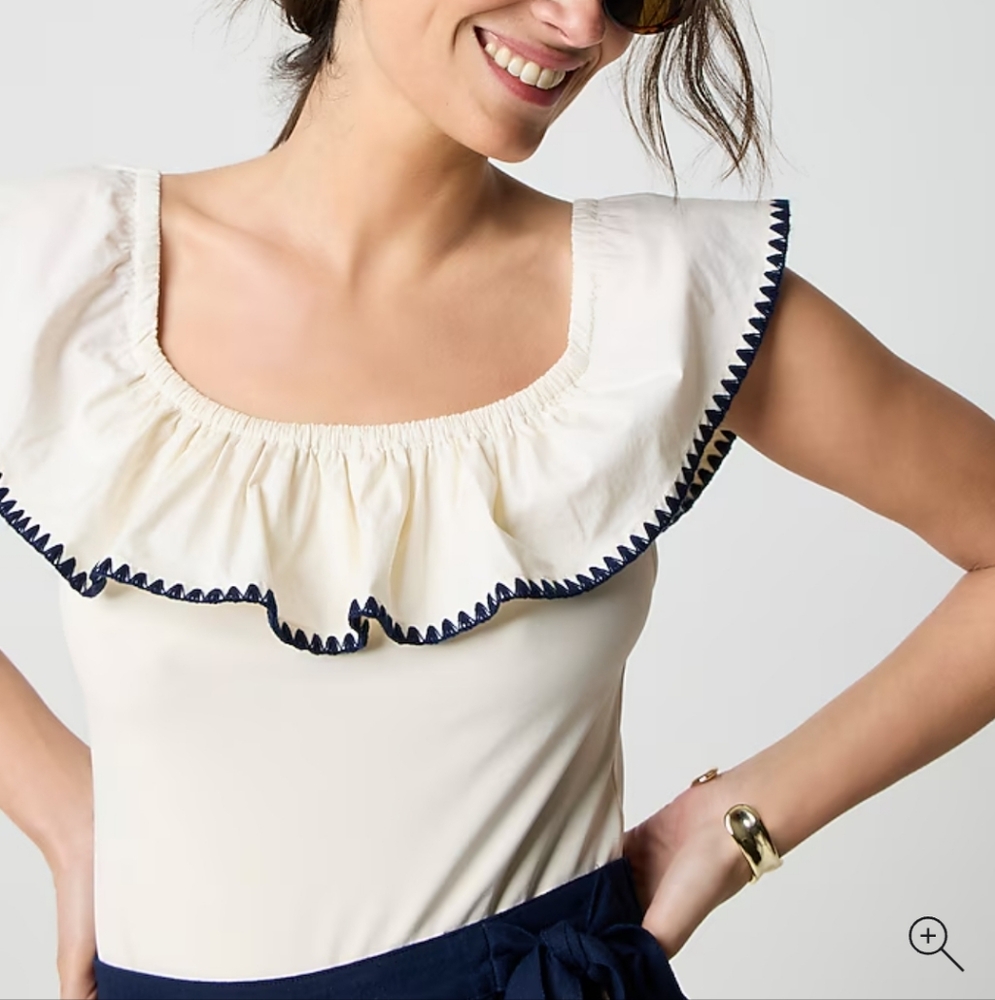 J. Crew Factory Blanket-stitch Off The Shoulder Top Large NWT